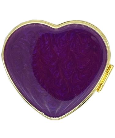 Vintage Pill Organizer Portable Compact Cute Retro Pill Box Metal Pill Case for Purse/Pocket to Hold Vitamins/Tylenol/Supplements/Fish Oil/Meds/Tablet(Noble Purple Love Heart with Mirror) Purple Heart