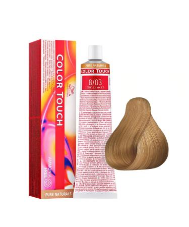 Wella Professionals 8/03 Wella Color Touch Pure Naturals Intense Golden Light Blonde 60ml Ammonia Free