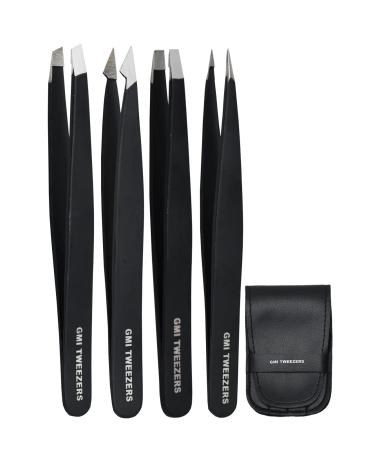 Eyebrow Tweezers - Set of 4 Professional Stainless Steel Tweezers for Facial Hair Removal- Eyebrow Tweezers for Women and Men - Professional eye brow twizzers and trimmer.