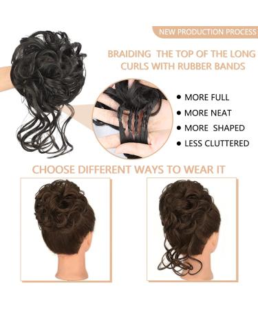 Deethens Messy Hair Bun Scrunchie - Curly Updo Ponytail Chignon Hairpiece in Medium Chestnut Brown - Buy Online on GoSupps.com