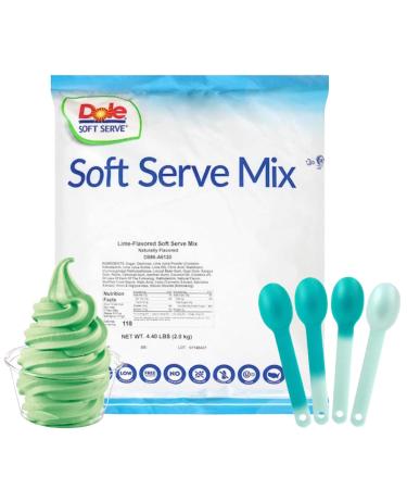 ZippySweets - Soft Serve Ice Cream Machine Mix Lime Flavour Soft Serve Mix 4.4 Pound Bag with 4 Colour Changing Spoons Ideal for Any Ice Cream Machine
