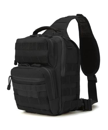 QT&QY Tactical Sling Bag for Men Small Military Rover Shoulder Backpack EDC Chest Pack Molle Assault Range Bag Newblack