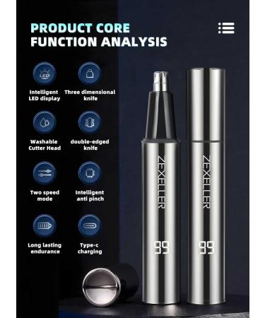 Professional Ear and Nose Hair Trimmer with LED Display | Painless USB Rechargeable IPX7 Waterproof | Dual Edge Blades for Men & Women - Buy Online on GoSupps.com