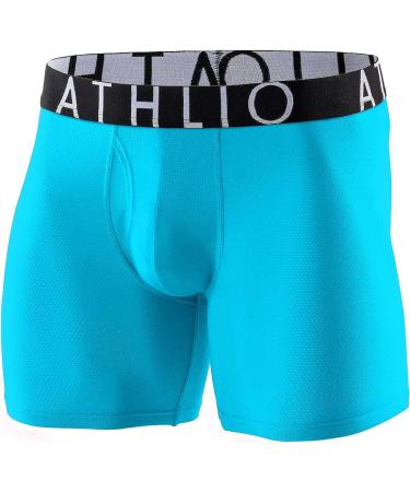 Athlio Men's Relaxed Stretch 6 Open-Fly Cool Dry Brief Mesh Underwear Trunk - Pack of 3 (Black/Blue/Sky, XL) - Buy Online on GoSupps.com