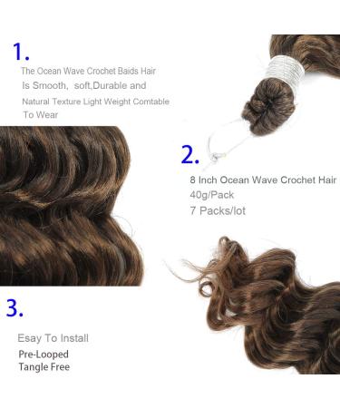 8 Ocean Wave Crochet Hair Pre-Looped Curly 7-Pack T30 - Buy Online on GoSupps.com