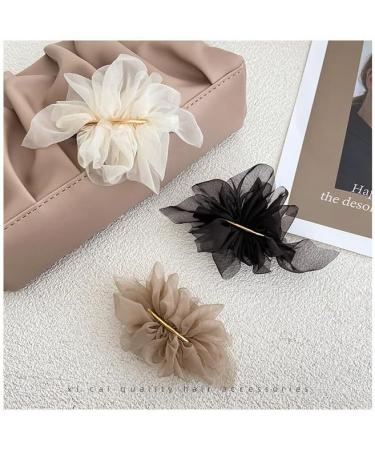 New Super Fairy Temperament Chiffon Flower Hairpin Pink Hair Accessories Ponytail Clip Headdress (Beige) - Buy Online on GoSupps.com