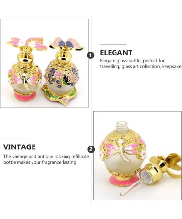 minkissy Glass Containers Empty Perfume Bottle 15ML Jeweled Vintage Refillable Essential Oil Dropper Bottle Decorative Dropper Bottle for Home Travel Retro Perfume Bottle Perfume Ornament Pink - Buy Online on GoSupps.com