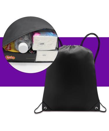 Zantrech 25 Pack Black Drawstring Backpack Bags - Bulk Polyester Bags for Sports Storage (Black, 25 Pack) - Buy Online on GoSupps.com