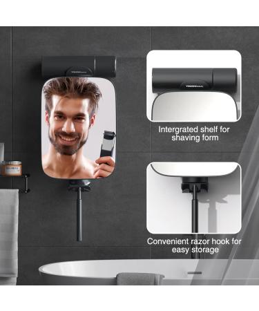 3X Magnification Shower Mirror with Razor Holder, 360 Swivel - Bathroom Accessories for Men & Women - 11 Larger Size - Includes 3pcs Adhesive Hooks - Black - Buy Online on GoSupps.com