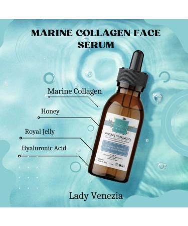 Hyaluronic Acid Serum Collagen Serum - Collagen Serum for Face 100 ml 3.38 fl oz Marin Collagen Brightening Serum For Men and Women Made in Italy Lady Venezia - Buy Online on GoSupps.com