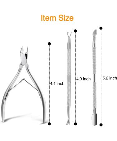 Professional Cuticle Nippers & Pusher Set - Stainless Steel Nail Remover & Cutter for Fingernails & Toenails - Ideal for Gel Nail Art - Travel Gift - Buy Online on GoSupps.com