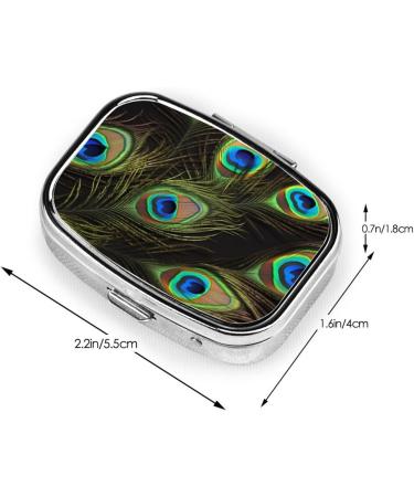 Peacock Feathers Printed Square Pill Box | Portable Travel Medicine Organizer - Buy Online on GoSupps.com