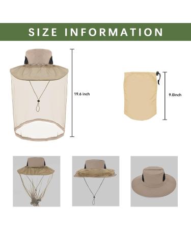 Grey Nylon Midge Head Net Hat with Khaki Face Mesh - Ideal for Outdoor Activities - Buy Online on GoSupps.com