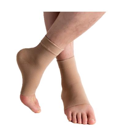 Compression Ankle Brace for Women Sports Bandage Sock Ankle Brace for Sprained Ankle Heel Protectors Sleeve 1 Pair Beige (Medium)