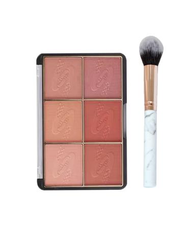 Paminify 6 Colors Face Blush Palette Matte Mineral Blush Powder Contour and Highlight Blush Makeup Palette rubores de maquillaje Bright Shimmer for Cheek lip and eye  with Marble Brush 01 01 blush palette