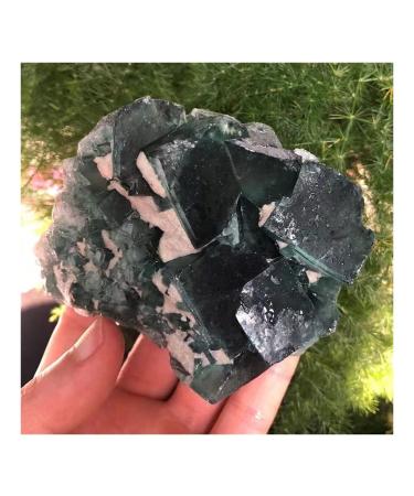 for 1pc 320-1000g Natural Raw Crystal Stone Unpolished Green Fluorite Rough Rock Oblique Cube Cluster Crystals Decor (Size : 340-360g)