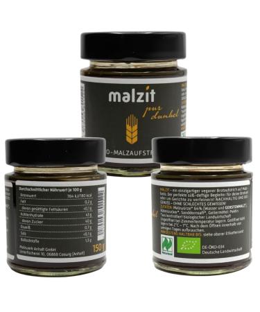 Malzit Organic Dark Spread - 6 x 150g | Vegan Barley Malt Bread Spread | Low Sugar Honey Alternative for Rolls & Croissants - Buy Online on GoSupps.com