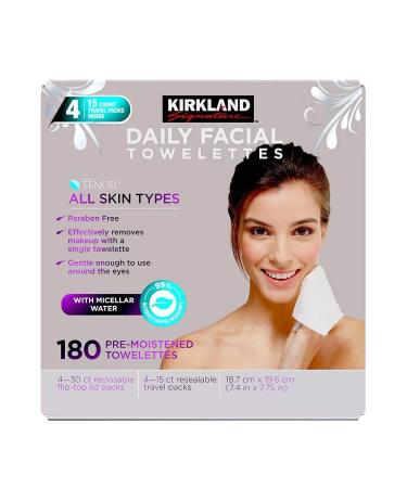 KIRKLAND SIGNATURE Paraben Free Micellar Daily Facial Cleansing Towelettes 180 Count - Buy Online on GoSupps.com