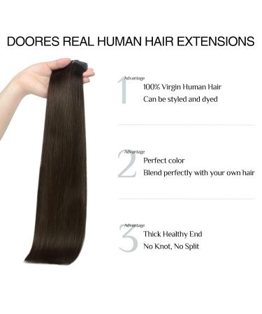 Doores Real Hair Clip Extensions - Dark Brown 40cm (16 inch) - 110g Seamless Remy Clip-Ins for Natural Thick Hair - Buy Online on GoSupps.com