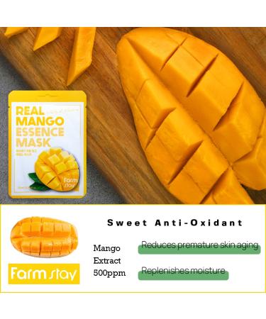 FARMSTAY Real Essence Mask (10 Sheets) - MANGO | Premium Korean Skin Care Sheet Mask for Glowing Skin - Buy Online on GoSupps.com