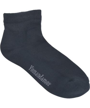 Yomandamor Non-binding Diabetic Ankle Socks for Men - 5 Pairs, Seamless Cushioned Cotton, Size 10-13, Black - Buy Online on GoSupps.com