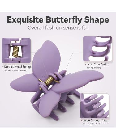 NLUS Butterfly Hair Clips - 6pcs Matte Jaw Clips for Women and Girls in Various Colors - Buy Online on GoSupps.com