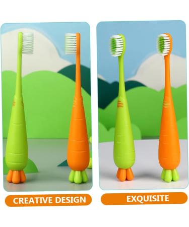 Minkissy Manual Toothbrush Set - 16 Pcs Carrot Design for Kids | Soft Fur Contour Oral Care Brushes - Buy Online on GoSupps.com