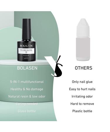 BOLASEN 5 in 1 Gel Nail Glue - 8ML UV Extension Glue for Acrylic Nails | Strong, Long Lasting Brush-On Gel for Press On Nails | Home & Salon Use - Buy Online on GoSupps.com