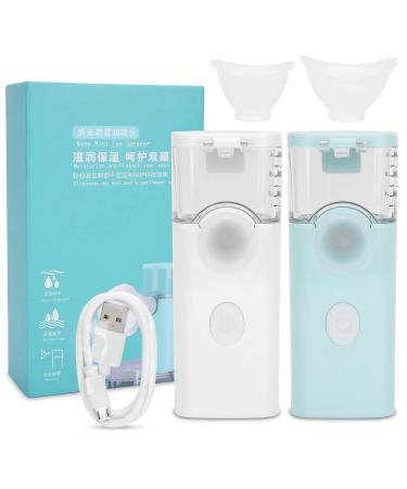 Eye Sprayer Nano Mini USB Charging Handheld Eye Care Spray Professional Facial Mist Portable Eye Moisturizing Cleaning Soothing Machine Eye Cleaner Eyelid Cleanser Tool for Adult & Kids(green)