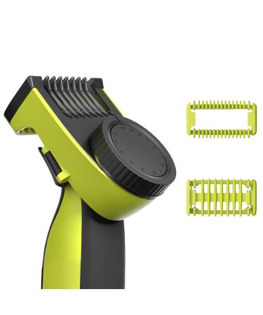 YINKE Guide Comb Guards for Philip OneBlade One Blade QP2520 QP2530 QP2630 QP2620 Electric Trimmer and Shaver, 14-length Precision Adjustable Comb 0.4 to10 MM Replacement Body Hair Pack Kit green