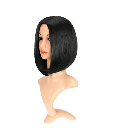 Shahnaneh Short Bob Wig 14 Inch Natural Black - Heat Resistant Synthetic Fiber Cosplay Wig for Women - Buy Online on GoSupps.com