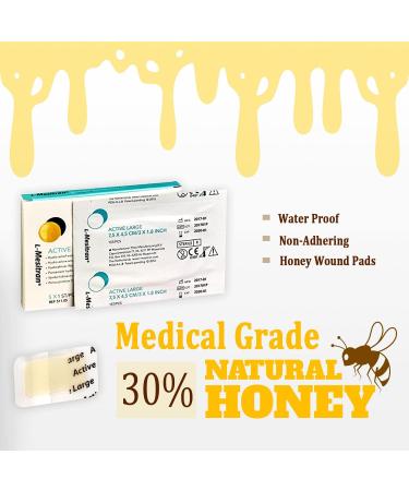Medical Grade Honey Bandages (5-Pack) - 30% Honey - Waterproof Sterile Gauze Pads for Wounds, Cuts, Burns - Expires 12/31/2023 - Buy Online on GoSupps.com