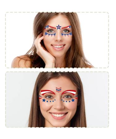 Patriotic Temporary Tattoos - 10 Sheets Independence Day Face Stickers with Flag and Star Designs - Buy Online on GoSupps.com