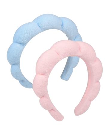 XNHIU 2 Pieces Spa Headband Sponge Spa Headband Terry Towel Cloth Fabric Head Band for Washing Face Makeup Headbands