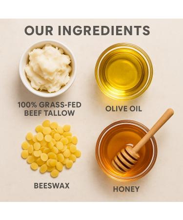 100% Grass-Fed Beef Tallow Moisturizer Balm for Dry Sensitive Skin - Natural Face & Body Cream - Vitamin-Rich Hydration 2oz - Buy Online on GoSupps.com