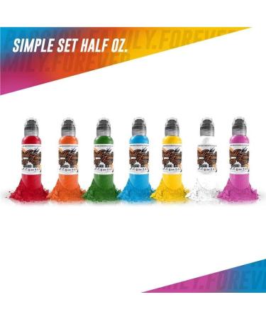 World Famous Tattoo Ink - 7 Color Simple Tattoo Kit - Skin-Safe Professional Ink Set with White Ink - Vegan & Non-Toxic - 0.5 oz Each - Buy Online on GoSupps.com