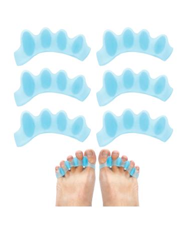 3Pairs Toe Straightener Bunion Corrector Toe Separator Silicone Toe Spacers Correct Toes for Women and Men (Blue)