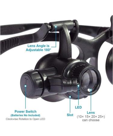 Headband Magnifier Head MountLighted Magnifying Glasses New Headband Head-Worn Glasses Magnifier 10X 15X 20X 25X LED Jeweler Watch Repair Magnifying Eye Glass Loupe Binocular Magnifier for Jewelry - Buy Online on GoSupps.com
