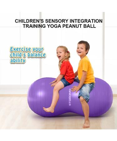STOROMO Peanut Ball 23x12 inch Purple - Exercise & Pregnancy Yoga Ball for Core Strength Training - Includes Pump - Buy Online on GoSupps.com