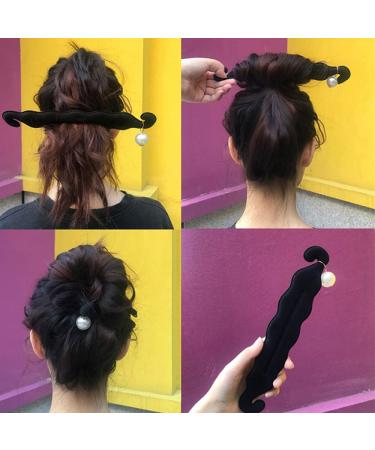 3 Pack Pearl Hair Bun Maker- Easy Lazy Hair Curler Clips for Women- Stylish Foam Sponge Donut Twist Tool for Ponytail and Updo Hairstyles - Buy Online on GoSupps.com