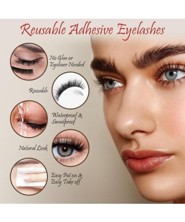 2 Pairs Self-Adhesive Eyelashes & 10PCS Replacement Glue Strips - Reusable Waterproof Natural Look | International Shipping Available - Buy Online on GoSupps.com