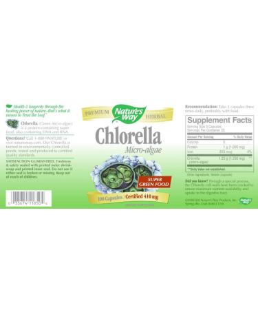 Nature's Way Chlorella 1230mg - 100 Vegan Capsules | Premium Micro-Algae Supplement - Buy Online on GoSupps.com