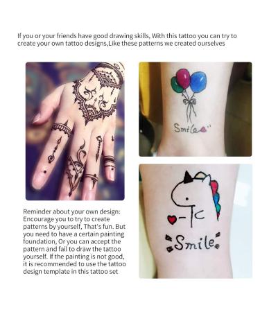 9 Color India Temporary Tattoo Kit with Stencils - Brown, Black, Red, Blue, Green, Maroon - Buy Online on GoSupps.com