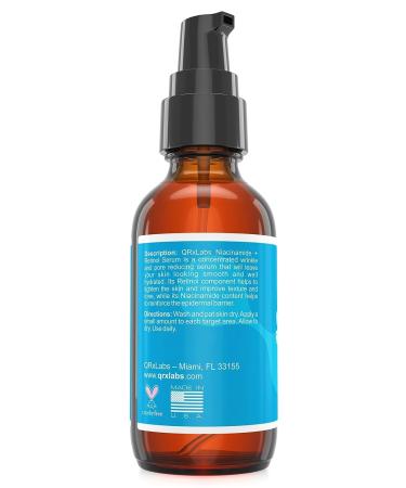 Niacinamide + Retinol Serum 2 oz - Anti-Aging Treatment for Wrinkles, Acne, Blemishes, and Pores - Buy Online on GoSupps.com
