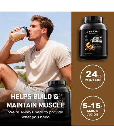 VYHTHY Caramel Coffee Flavored Whey Protein Powder 24g Protein per Serving Fast-Absorbing Concentrated whey Protein Low Sugar Gluten-Free Natural Flavor 3.5lbs(56oz) - Buy Online on GoSupps.com