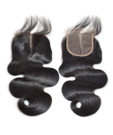 Remy Human Hair Top Lace Closure Hairpieces Middle Part 4"x 4" Virgin Human Hair Closure Extension with Baby Hair 10"