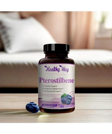 150mg Pterostilbene Supplement - Once Daily Antioxidant Supplement for Healthy Aging Immune Heart Skin and Brain Support - Naturally Derived Non-GMO & Made in The USA (180 Servings) - Buy Online on GoSupps.com