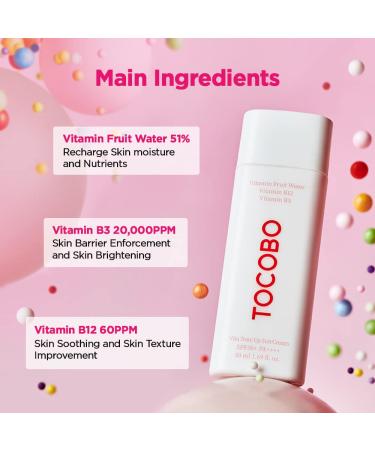 TOCOBO Vita Tone Up Sun Cream SPF50+ PA++++ 2.82oz/50ml | Natural Vitamin Sunscreen | Vegan Face Sunscreen - Buy Online on GoSupps.com