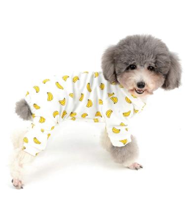 Zunea little dog overall enchanting banana overall soft cotton romper puppies sleeping clothes unisex four legs pajama clothing for pets cats puppies m (pack of 1) banana