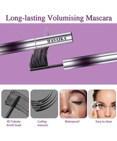  HASAIKA Metal Wand Mascara Waterproof Black Long Lasting Lash Serum Stain Resistant Lengthening Curling - Buy Online on GoSupps.com